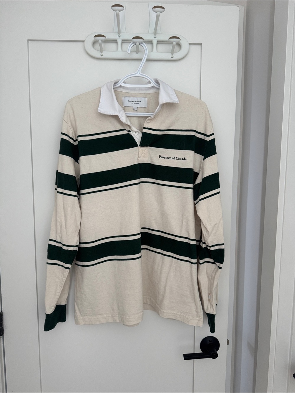 Province of Canada Unisex Cream & Dark Green Rugby Shirt